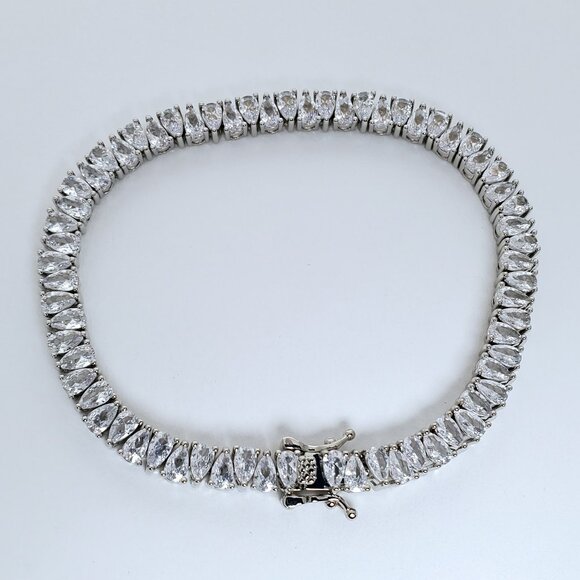 2ct Teardrop Diamond Womens 14K White Gold Tennis Bracelet 14 K Silver Jewelry - Picture 5 of 8